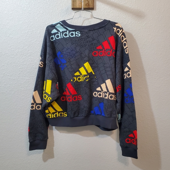 Adidas multicolored cropped logo sweatshirt NEW - Picture 3 of 5